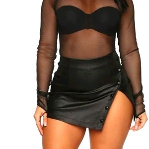 Reckless Night PU Leather Skort - Black